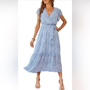 PRETTYGARDEN maxi wrap dress with tie